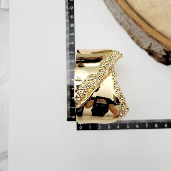 Brand New Top Fashion Gold Tone Rhinestone Bangle Bracelet - Picture 9 of 9